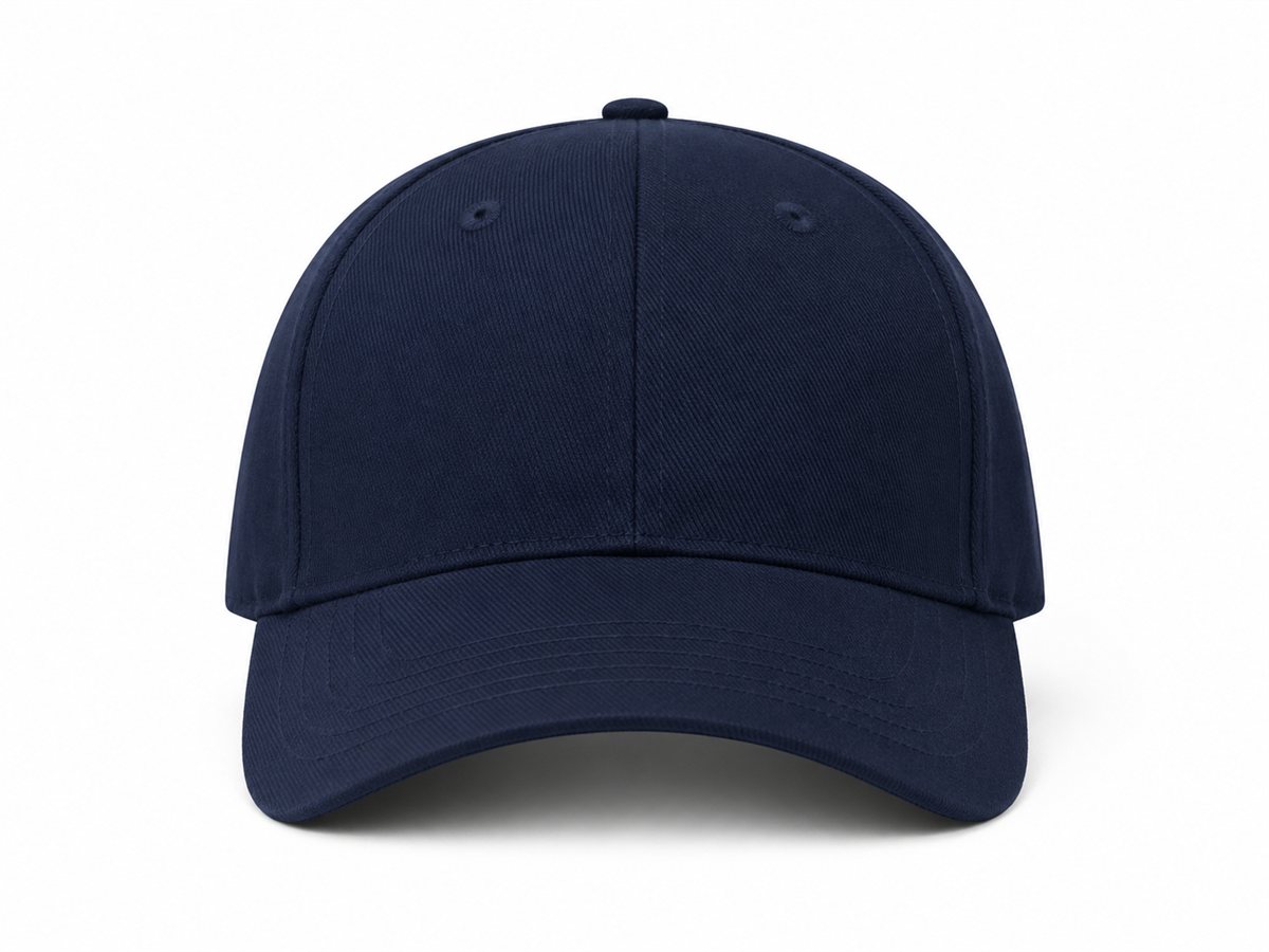 Blank navy baseball cap mockup, front view