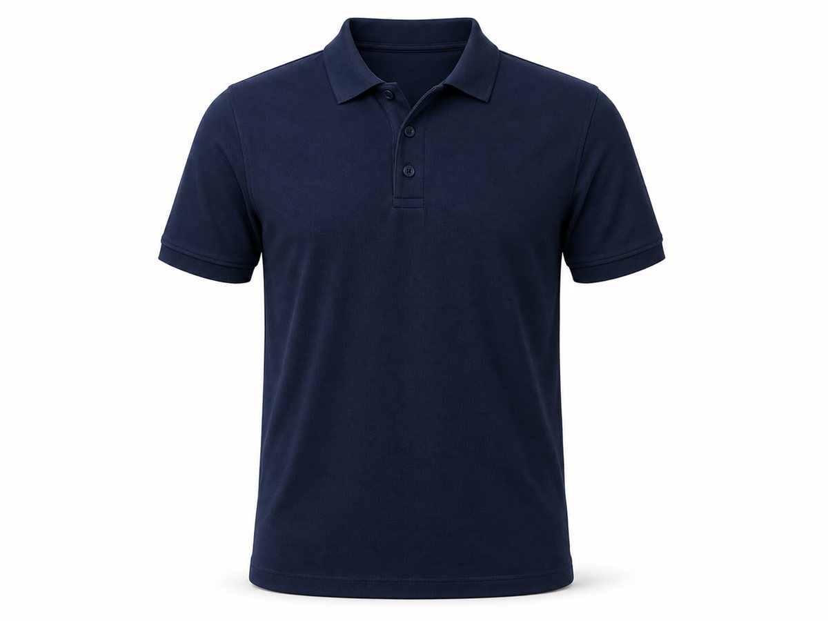 Blank navy polo shirt mockup, front view